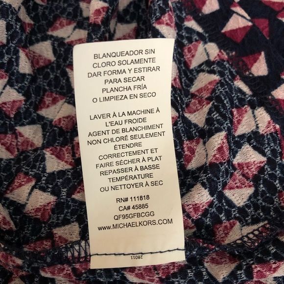 Michael Kors Tie Neck Long Sleeve Ruffle Cuff  Geometric Print Top Blouse NWT - Picture 9 of 11